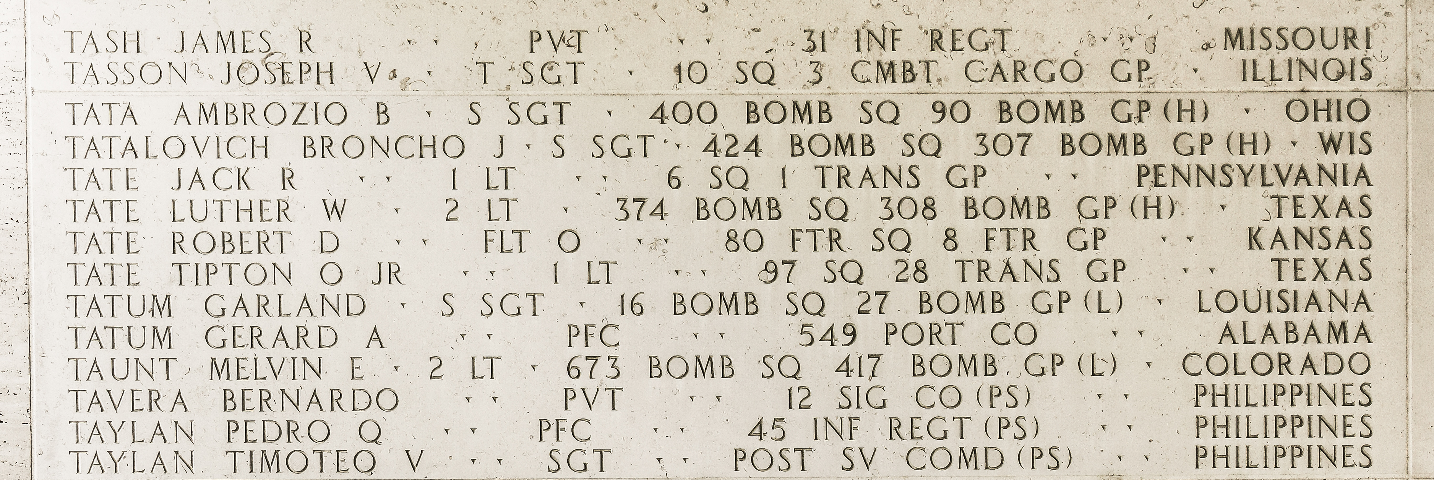 Melvin E. Taunt, Second Lieutenant